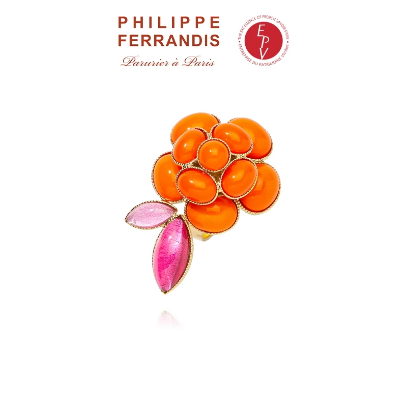 铜合金耳饰 【法国进口】Philippe Ferrandis自由之爱山茶花戒指