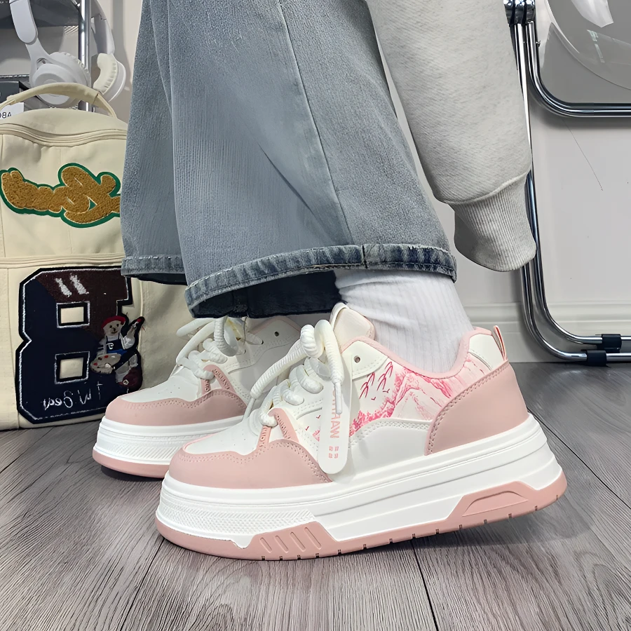 厚底潮流休闲板鞋百搭ins鞋子修面皮春季小白鞋韩版低帮学生