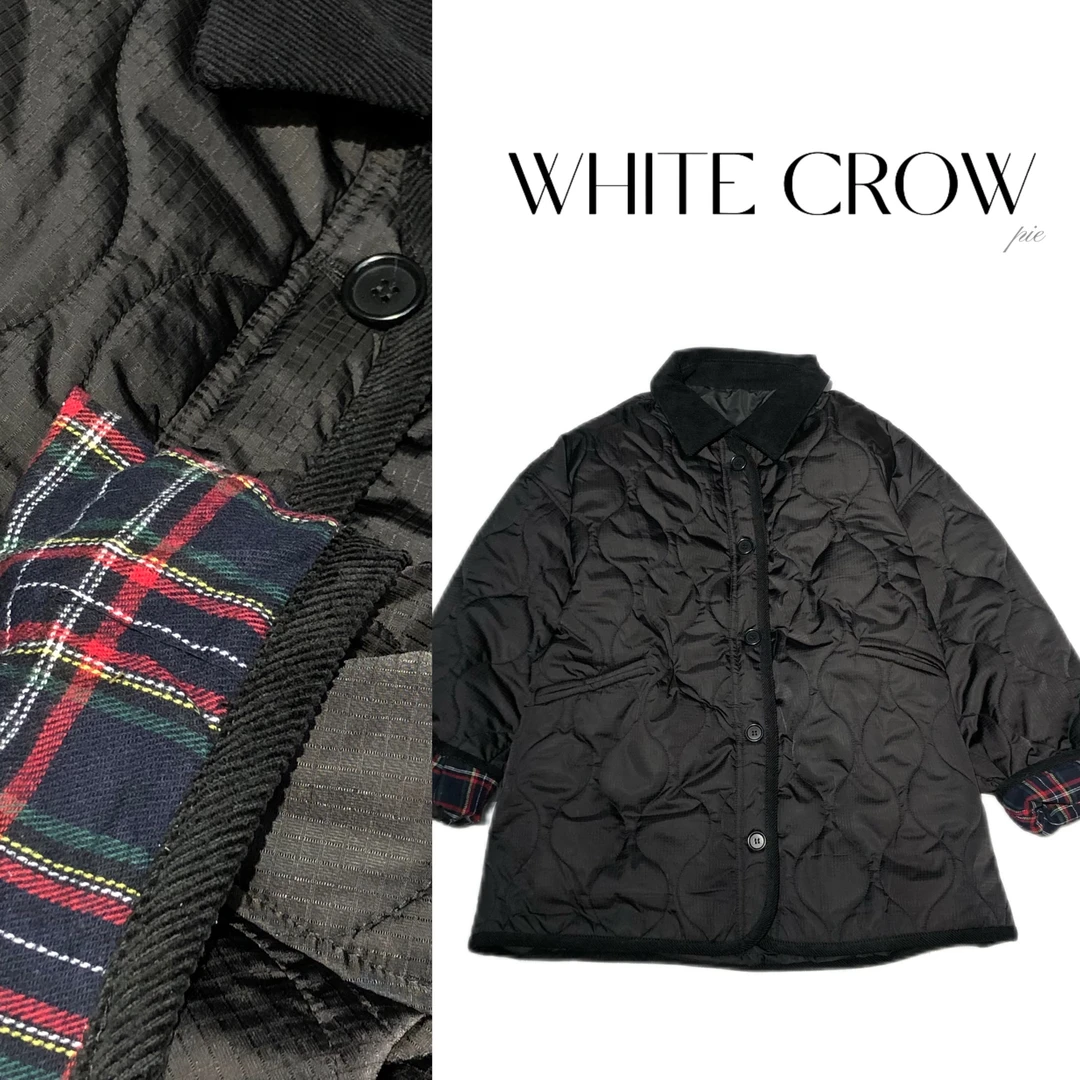 白乌鸦【冬日红格】立领撞色棉服外套54735