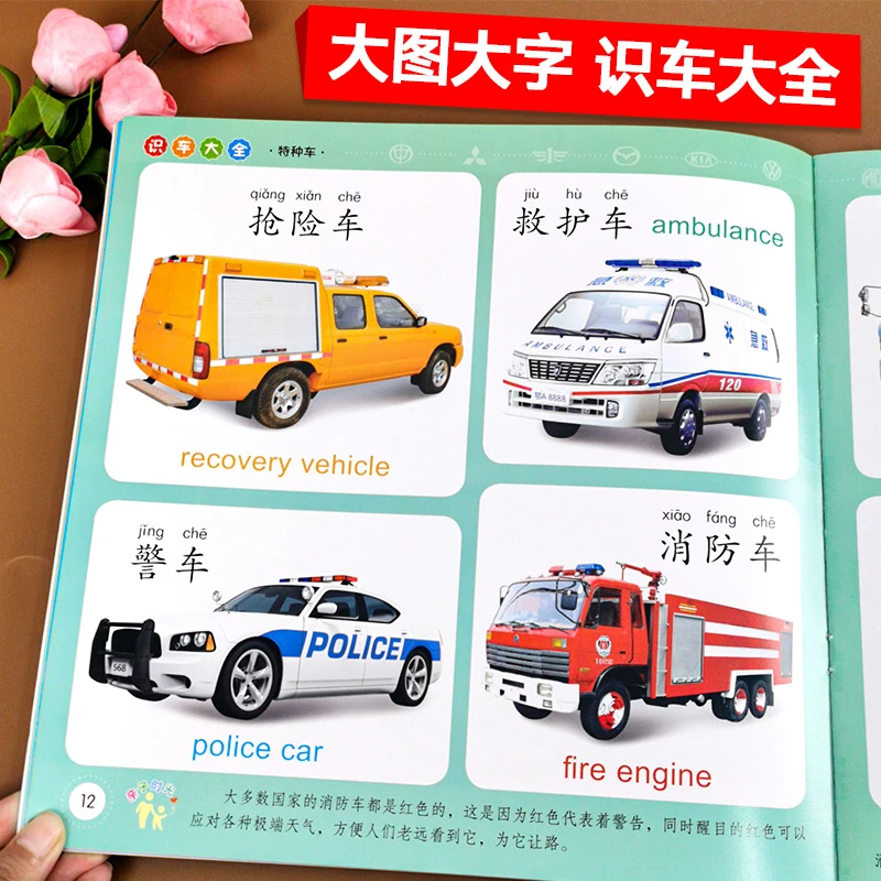 小树丫宝宝双语启蒙认知大全识车大全幼小衔接早教书快速识车常见