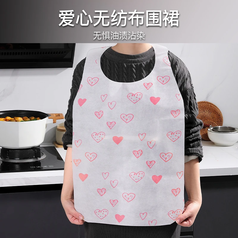 荞芬无纺布一次性围裙餐饮成人家庭火锅用餐吃饭围兜防水防油罩衣