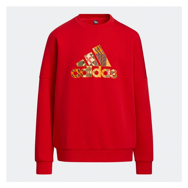 Adidas/阿迪达斯官方正品宽松运动儿童红色长袖卫衣套头衫 HC2729