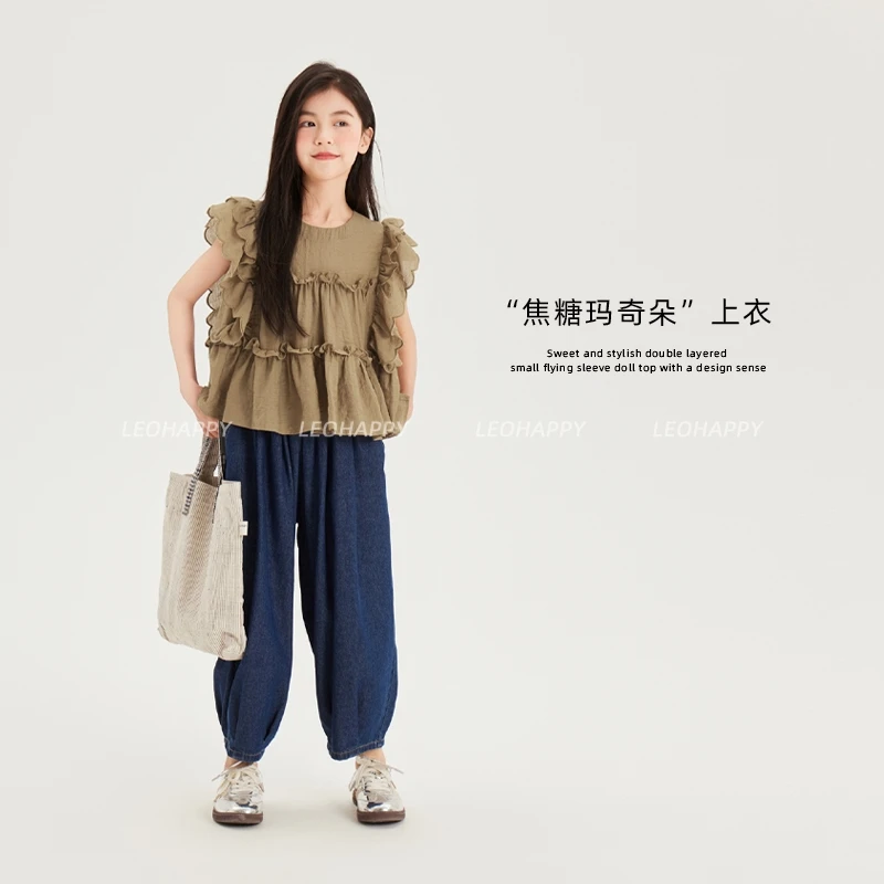 【焦糖玛奇朵】法式甜美洋气双层小飞袖娃娃衫设计感上衣