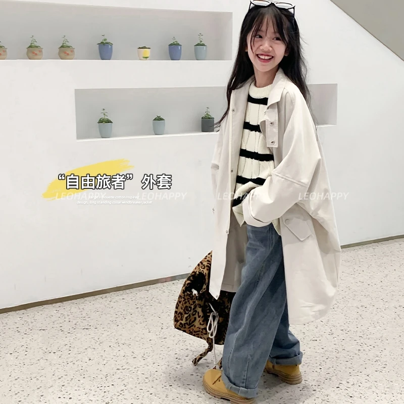 【自由旅者】韩版大廓形棉感设计感长款立领风衣外套