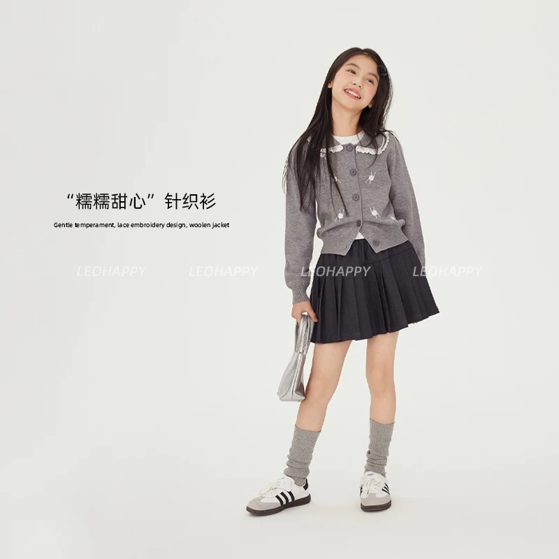 【糯糯甜心】韩系气质温柔花边刺绣设计感毛织外套