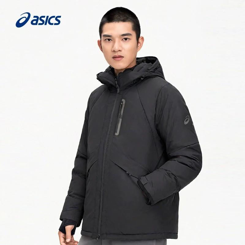 新年战袍ASICS亚瑟士新款男子羽绒服时尚防泼水保暖运动羽绒夹克