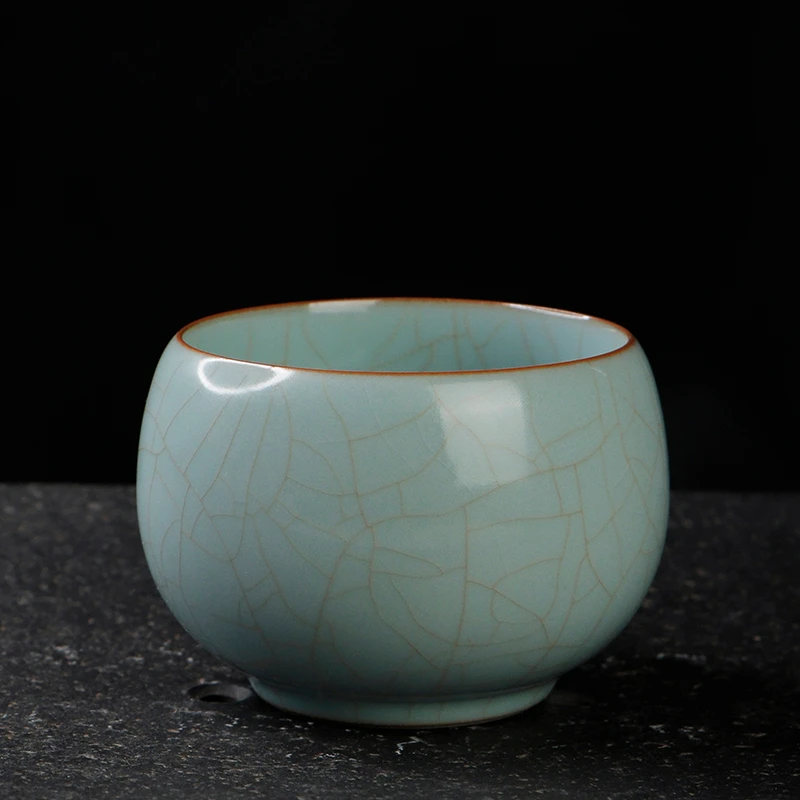 茶养开片厚湖天青汝窑大号禅定杯陶瓷茶具功夫主人杯个性品茗单杯