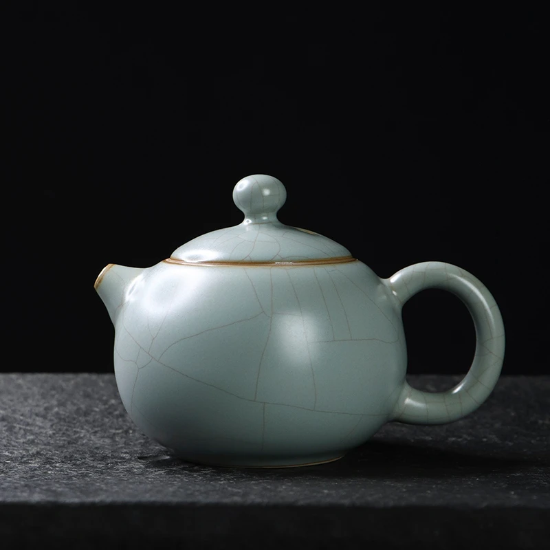 凝香阁 茶养开片哑光天青汝窑西施壶 家用陶瓷功夫茶具单个泡茶壶