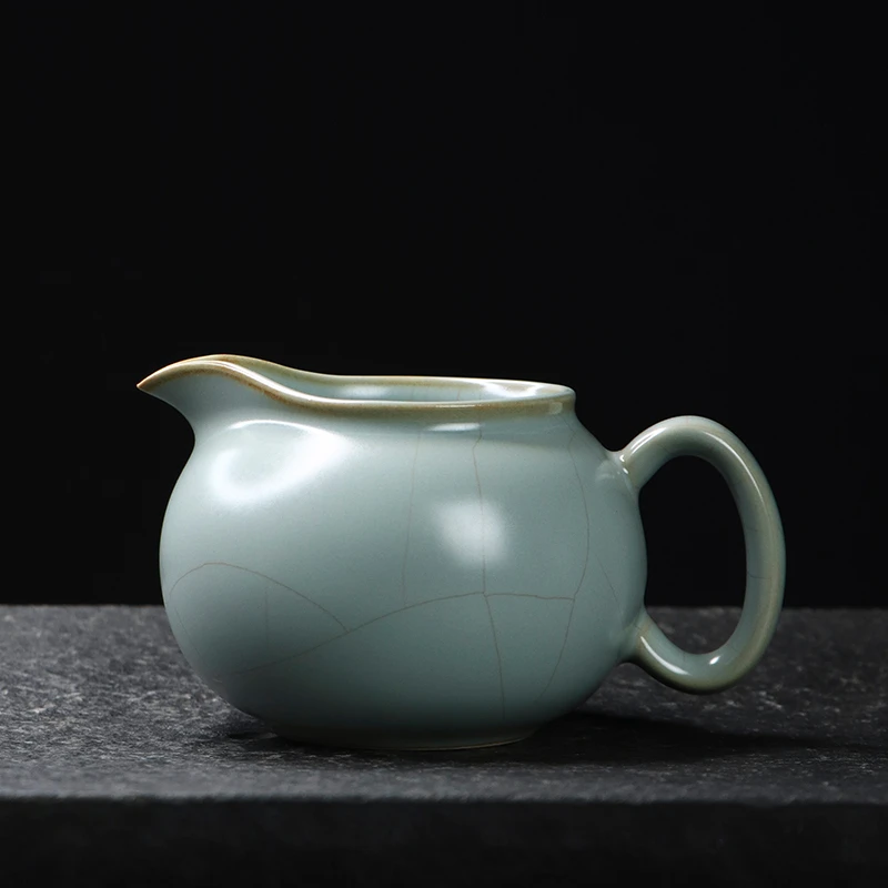 凝香阁 茶养开片哑光天青汝窑公道杯 陶瓷功夫茶具分茶器茶海公杯