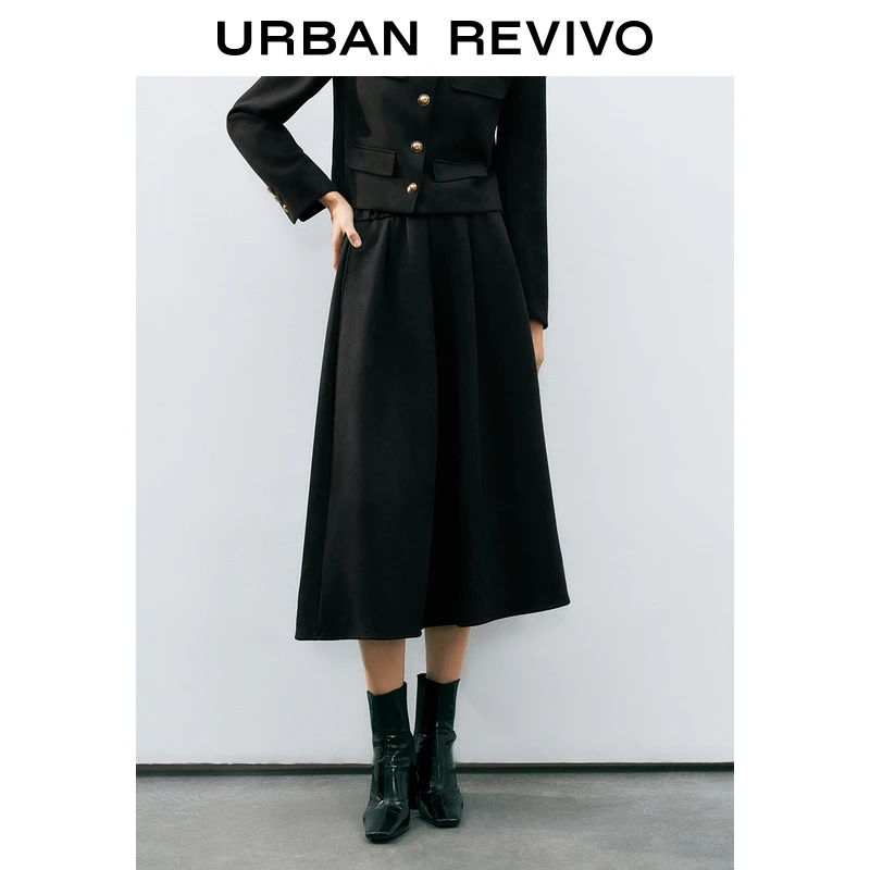 UR秋季新款女装休闲简约百搭超宽松A字半裙UWM540009