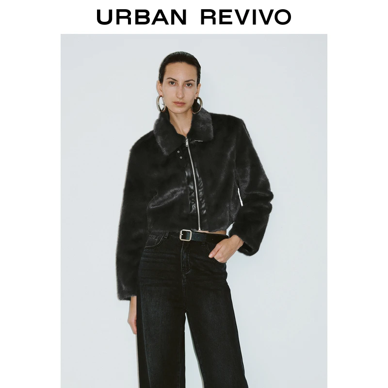 UR2024冬季新款女装摩登都市质感毛绒感外套UWM140036+