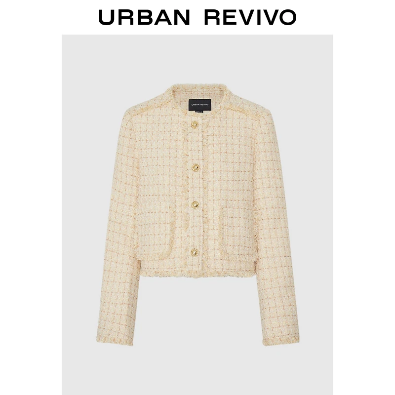 UR2024秋冬新款女装法式小香金属扣圆领外套UWG140136+