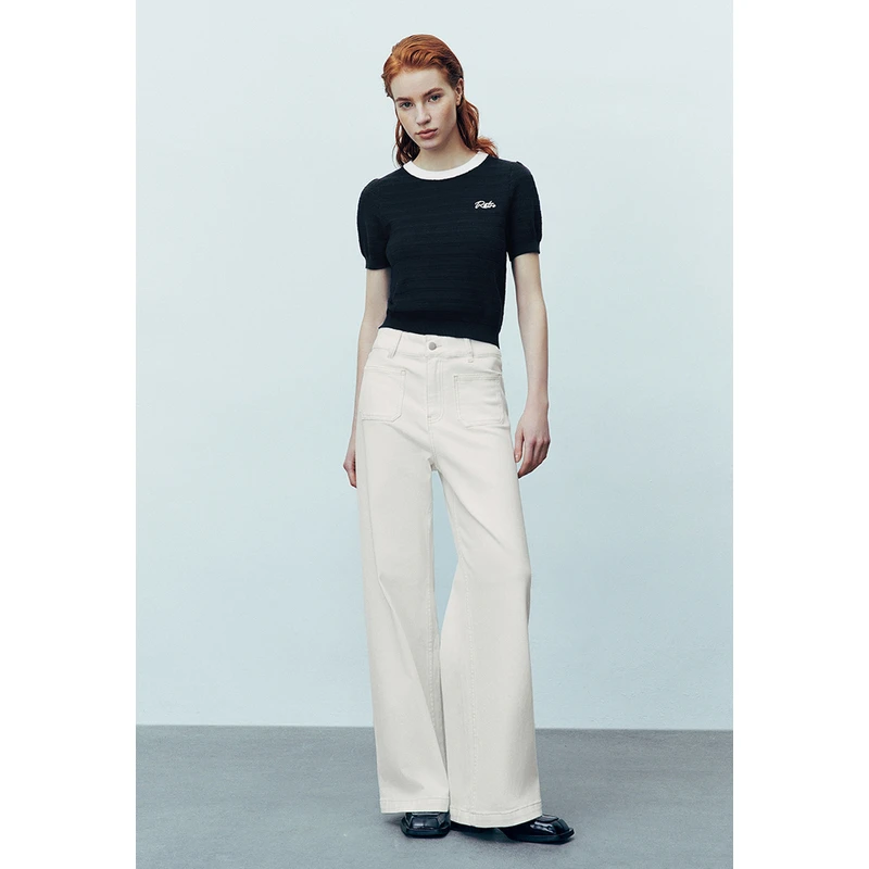 UR夏季新款女装百搭休闲风撞色英文字母针织衫UWU940154