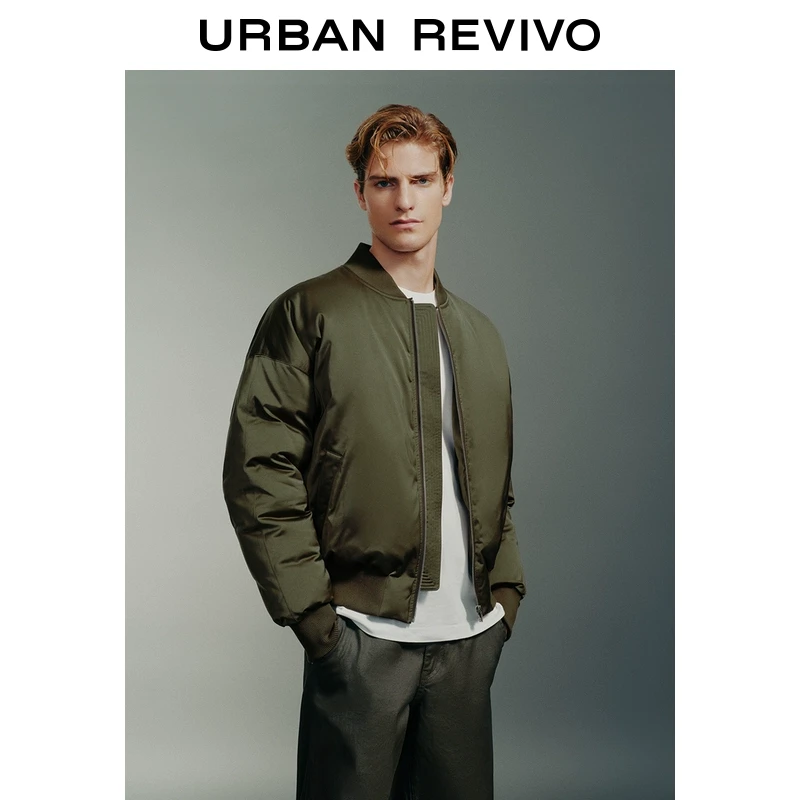 UR男装美式复古百搭宽松棒球领棉服UMM140005