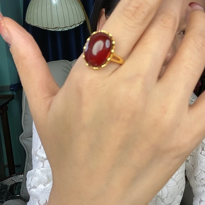 血珀戒指银S925镶嵌戒指