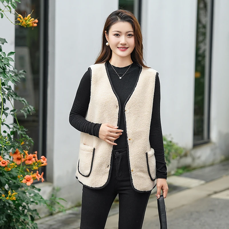 2025秋冬内穿女马夹加绒加厚女士秋冬保暖羊羔绒马甲外穿