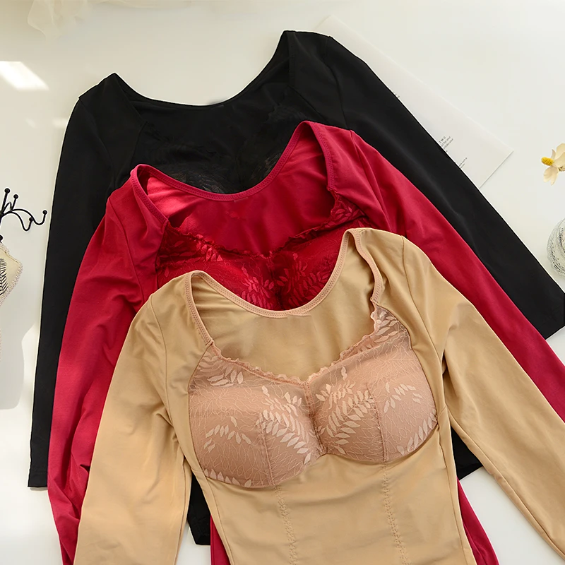 外贸原单韩国加绒保暖女士紧身修身塑身衣免穿文胸无钢圈束身显瘦