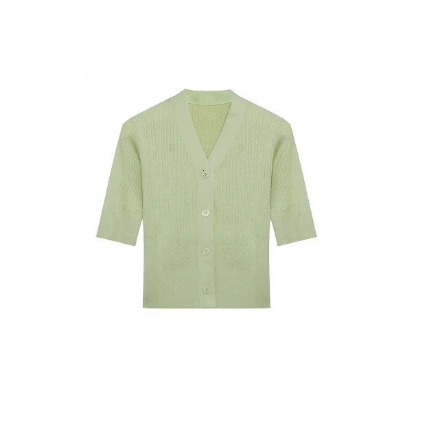 ESPRESSO-抽条鸡心领中性开衫DSF401002E