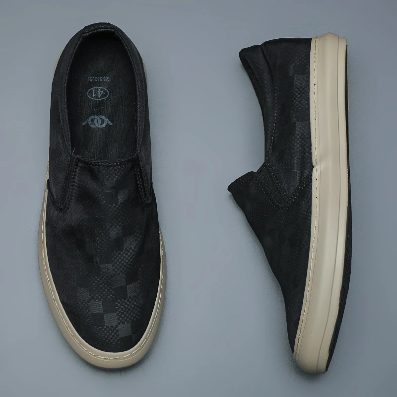 低帮帆布男士透气布鞋男款休闲百搭一脚蹬男鞋透气男士板鞋23002