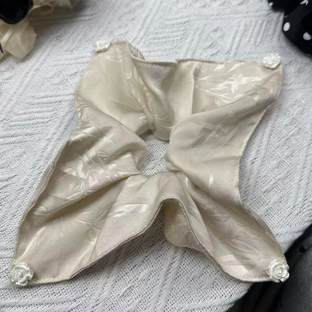 国风玫瑰小方巾发圈