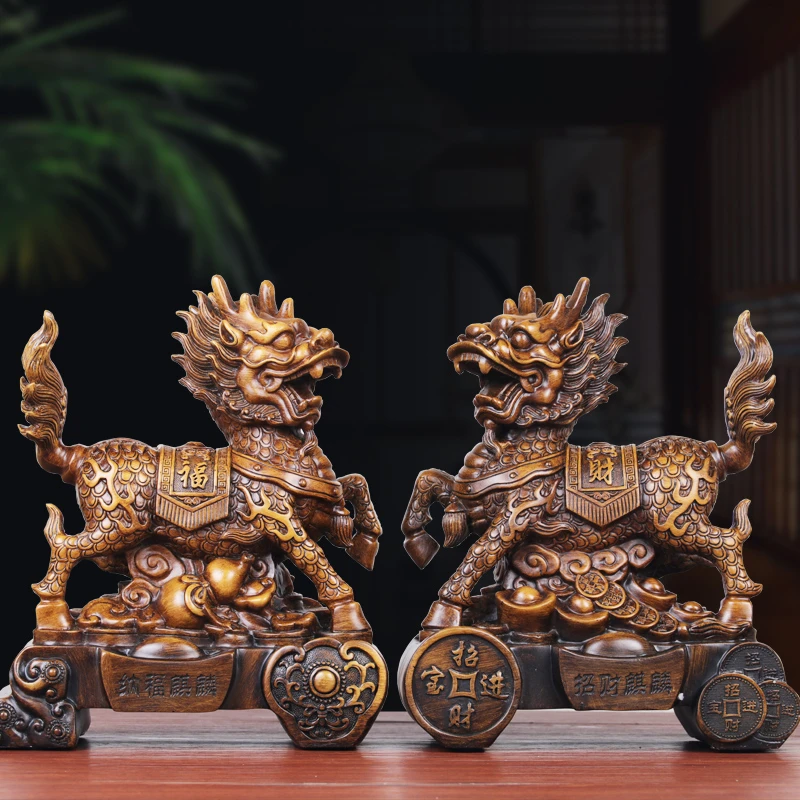 大号麒麟摆件一对送子招财办公室客厅玄关家居装饰品乔迁新居礼品