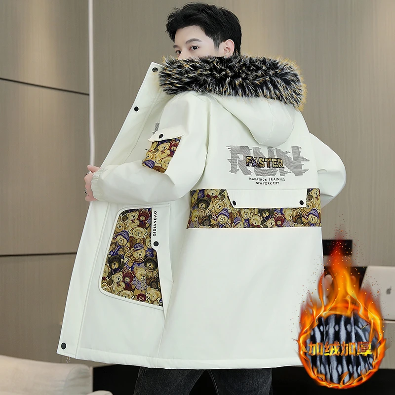 男士外套棉袄子冬新款加厚保暖韩版潮棉衣棉服百搭连帽洋气中长款