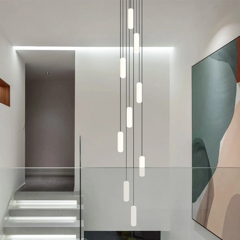 楼梯灯长吊灯现代简约复式楼别墅loft公寓楼梯间极简艺术超长灯具