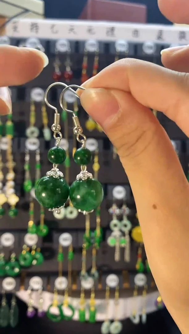 【闪购商品】翡翠耳饰银S925镶嵌015