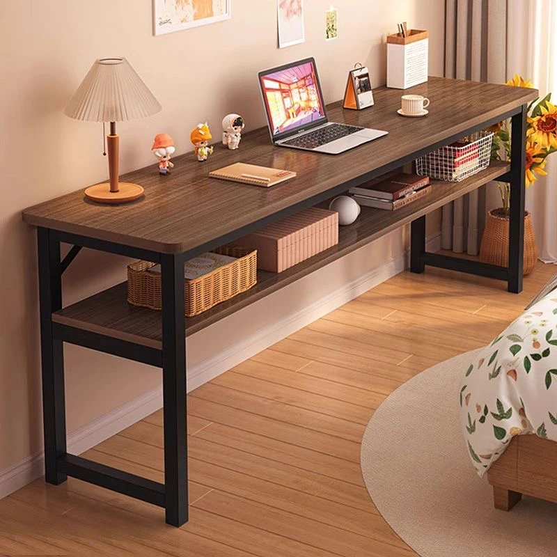 龙谋电脑桌台式家用双人长条桌卧室带抽屉学生写字学习办公桌