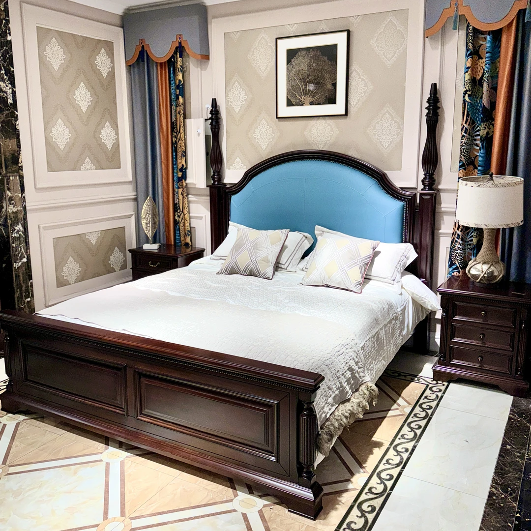 【清仓】美式金丝黄檀木软包床2200*2000*2000mm轻奢复古主卧