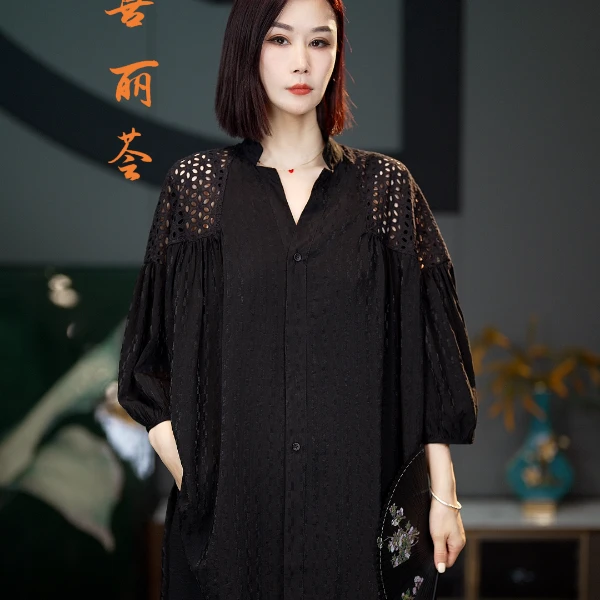 XILIHUI/喜丽荟洋气时尚气质纯色宽松休闲显瘦复古衬衫3156-1