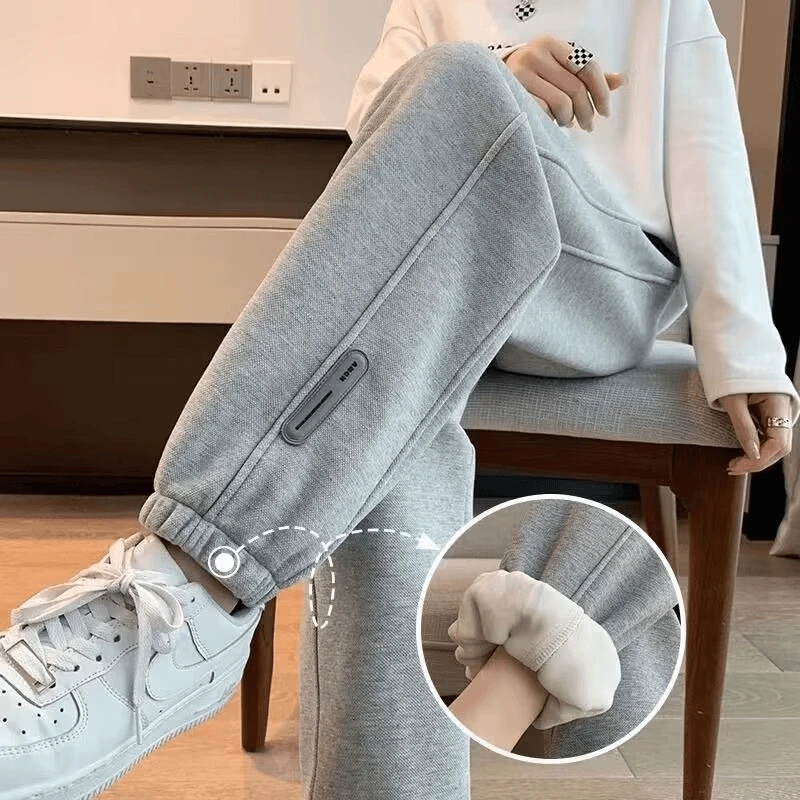 啄木鸟秋冬加绒哈伦裤百搭时尚休闲卫裤新款运动裤女韩版显瘦束脚