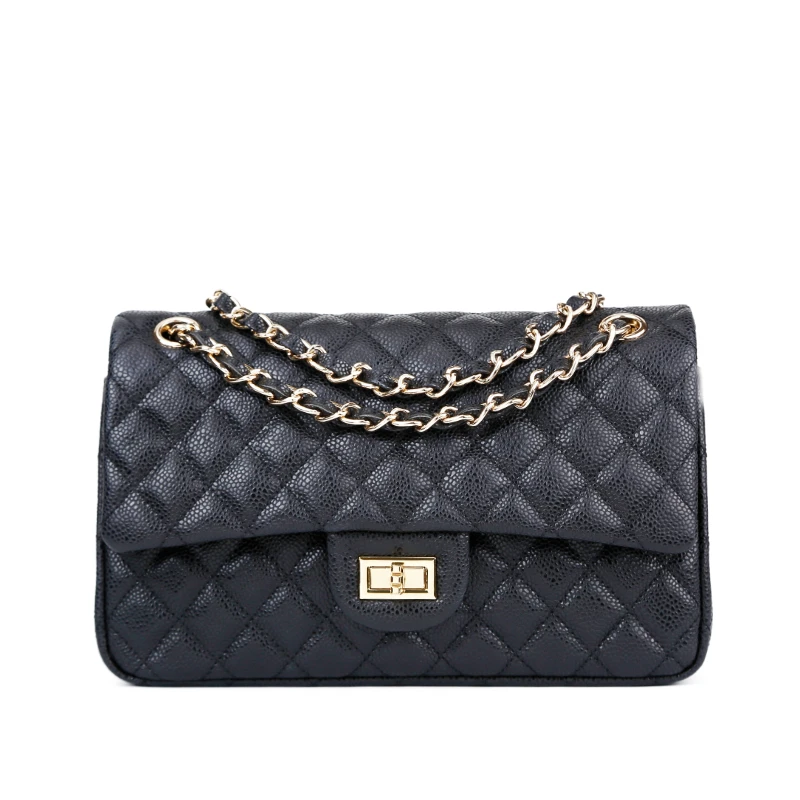 鱼子酱小香风包包2023新款潮真皮女包单肩包女经典百搭菱格链条包