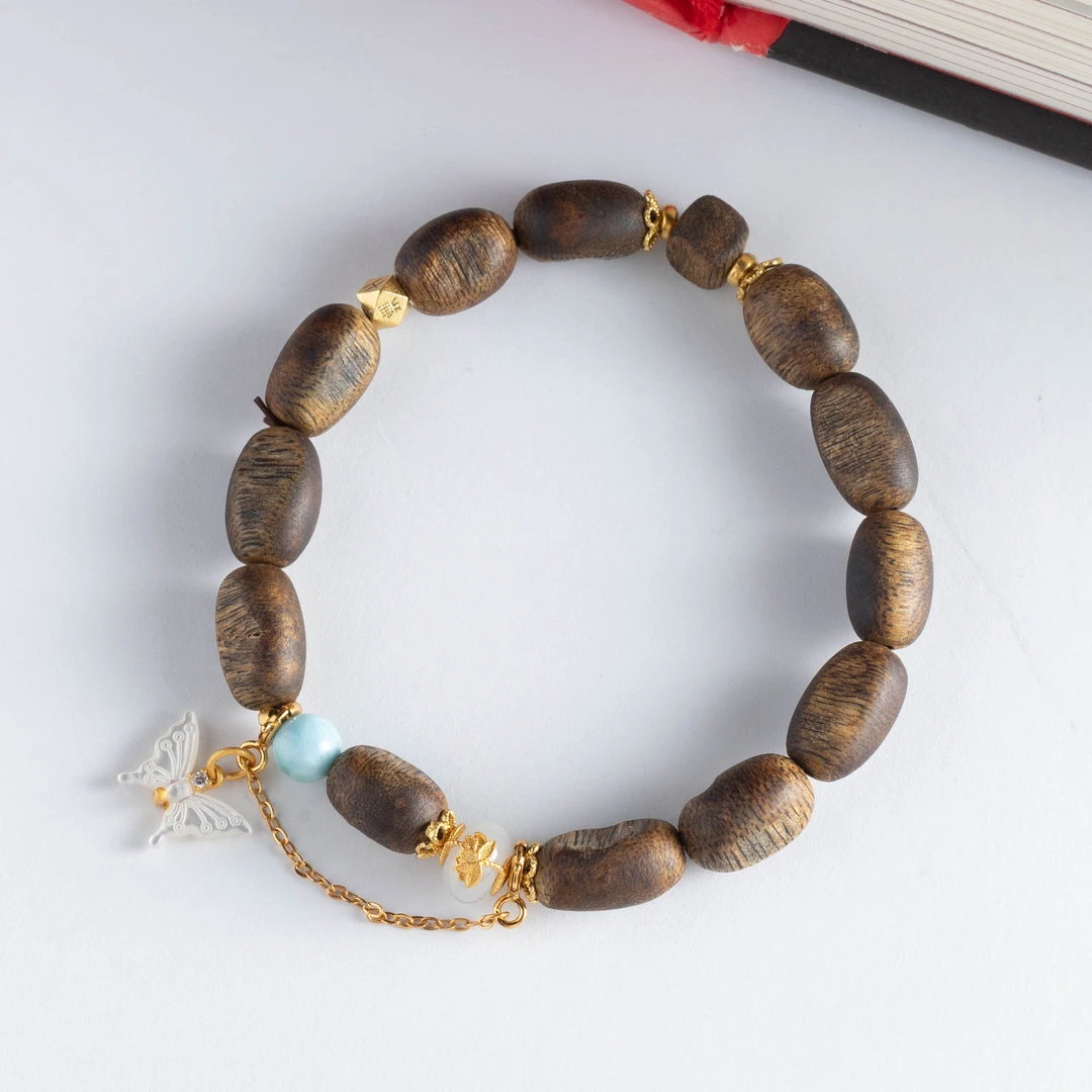 【悠然】奇楠沉香随形留疤枣珠单圈手串