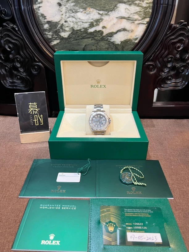 95新 Rolex/劳力士 23年全套 全长 灰游艇/PT950铂金圈/原始品相