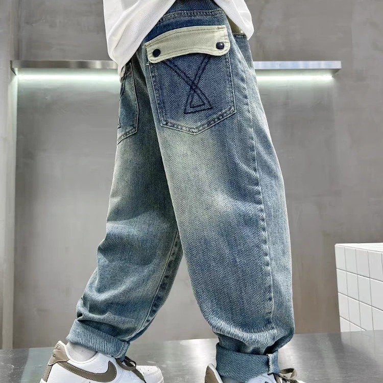 秋季新款儿童弹力牛仔裤春秋洋气爆款舒适休闲长裤童装男韩版痞帅