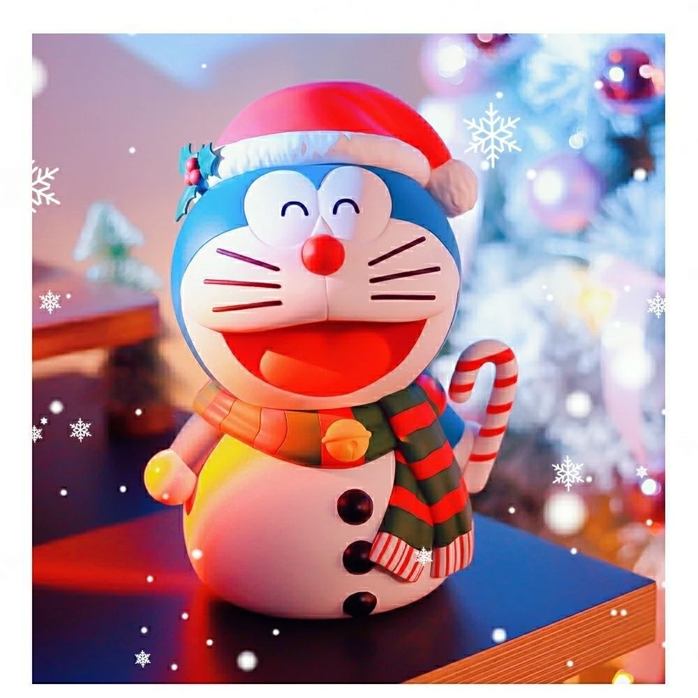 圣诞哆啦A梦国版搪胶存钱罐可爱卡通女生节日礼物圣诞树潮玩彩盒