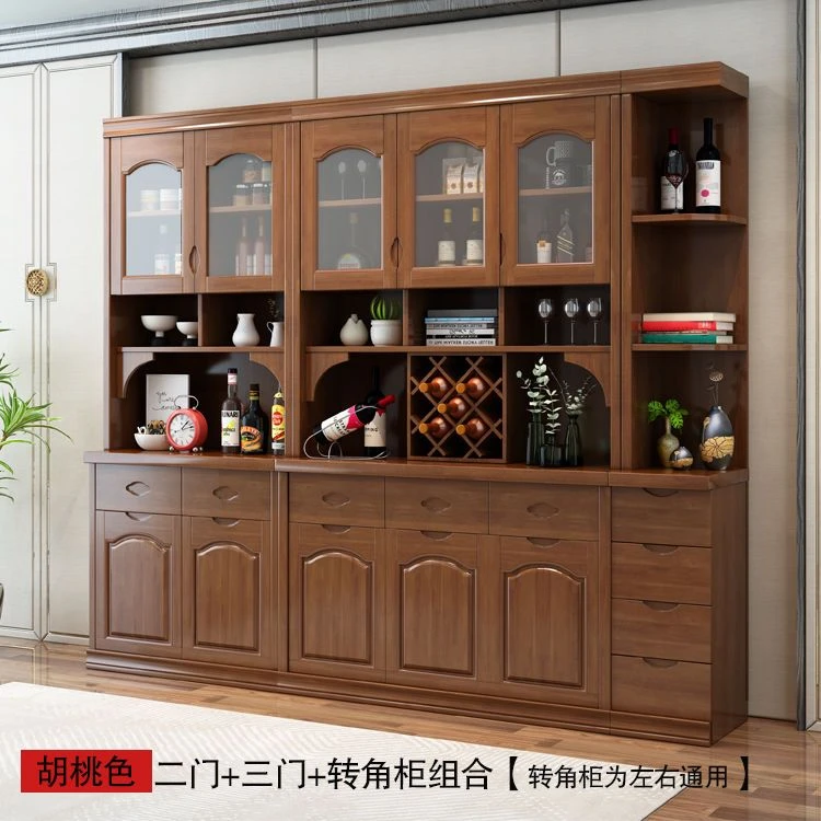 实木酒柜餐边柜靠墙中式餐厅茶水柜厨房多功能收纳储物单面柜碗柜