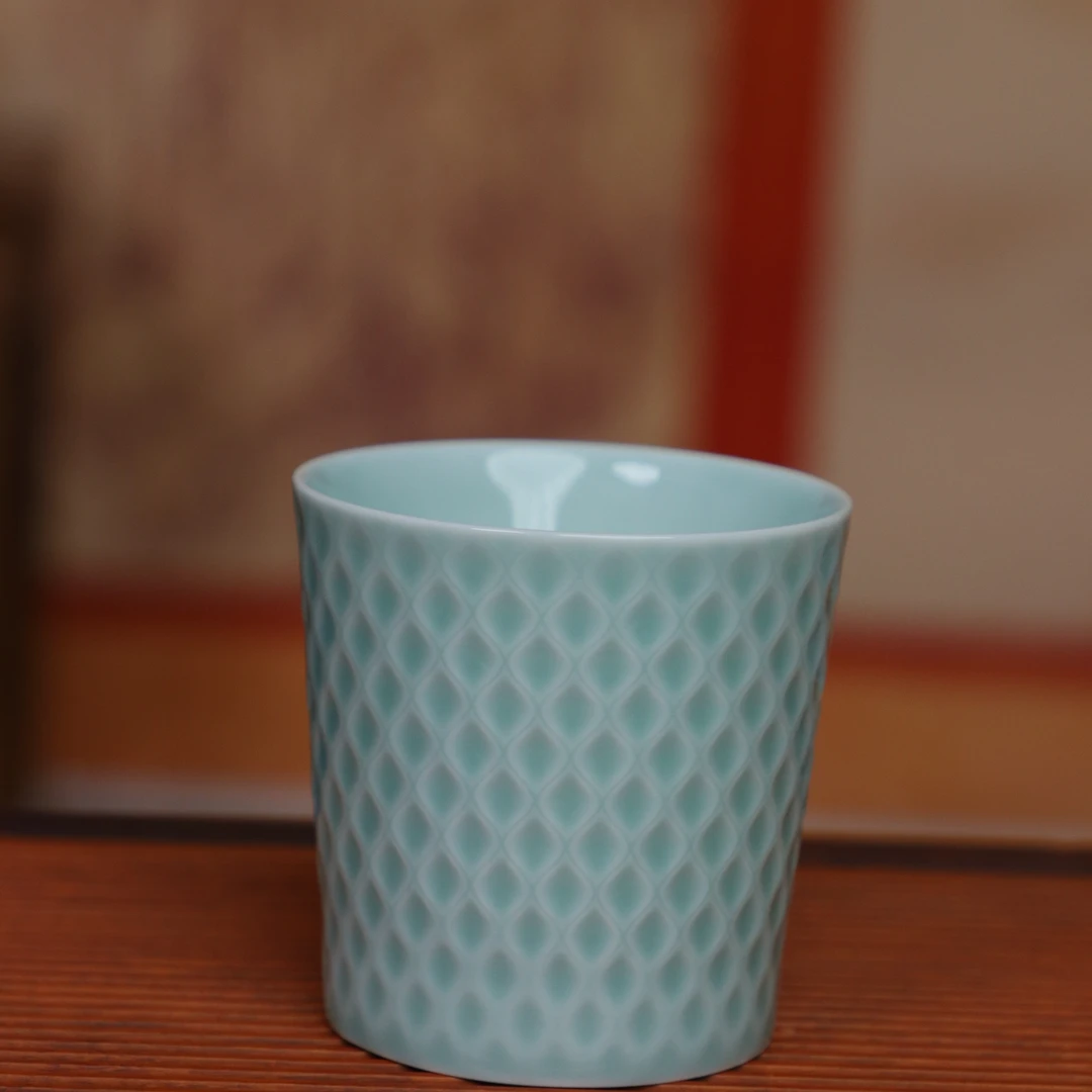 廷怀窑【菠萝可乐杯】原矿汝瓷汝窑主人杯品茗杯 陶瓷功夫茶具茶杯