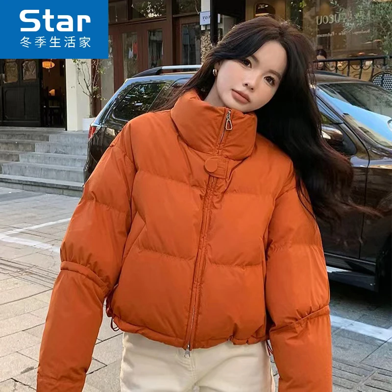 【绒感面料】立领短款加厚羽绒服女冬季白鸭绒设计感小众外套