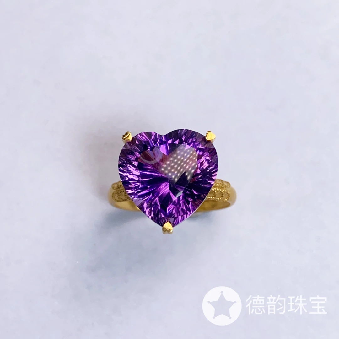 18K金镶嵌紫晶戒指