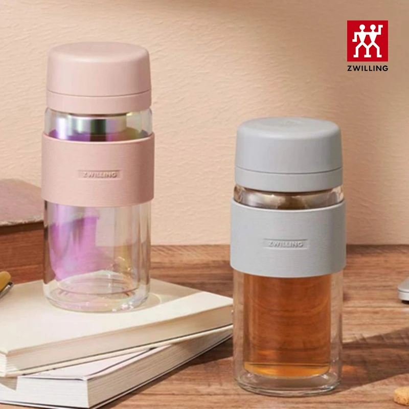 【品牌专享】双立人双层玻璃茶滤杯310ml水杯便携防烫透明简约风