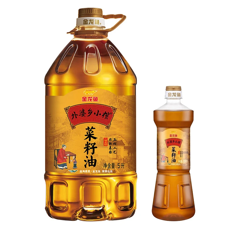 金龙鱼外婆乡小榨菜籽油5L+700ml物理压榨食用油小时候的菜油香