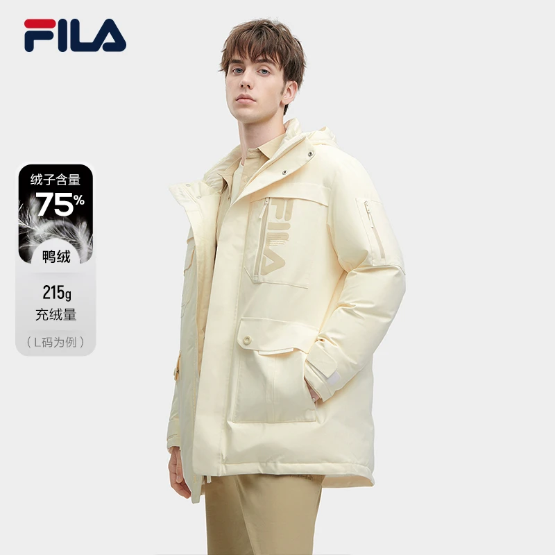 【张艺兴同款】FILA斐乐中长羽绒服男冬季防寒保暖外套F11M349904F