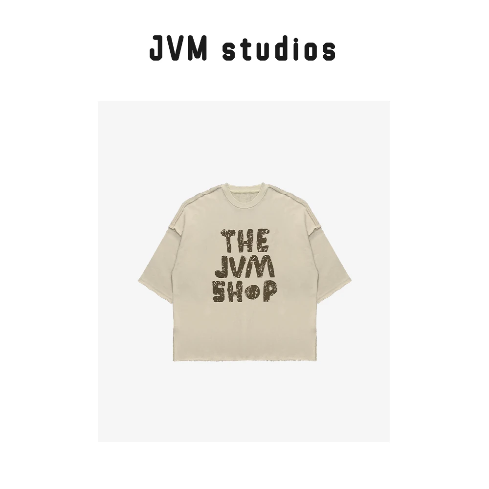 2024新款JVM定制18192时尚百搭字母宽松开叉中袖T恤8/24