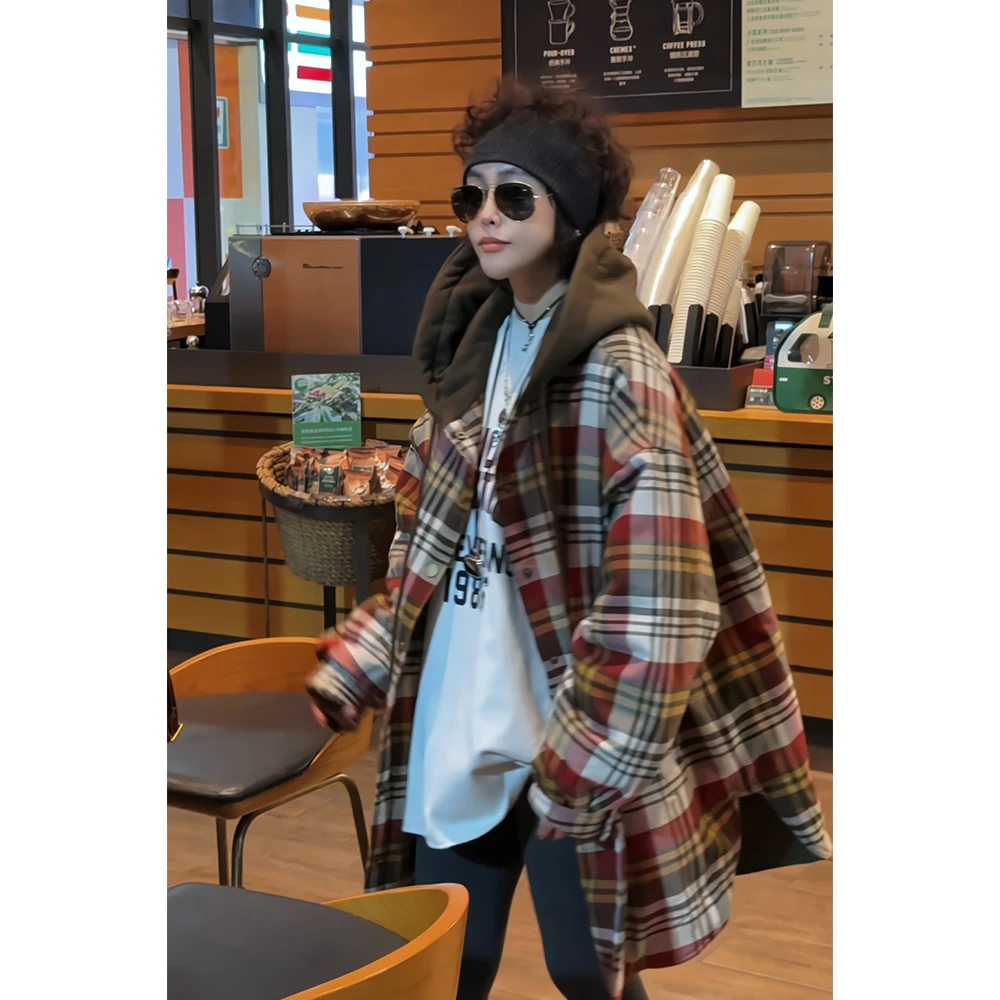 2024新款JVM定制19673时尚百搭连帽格子棉外套10/28