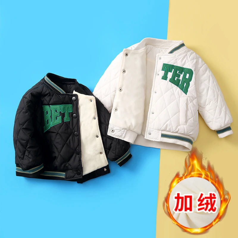 【粉丝专享】秋冬反季儿童棒球棉服男童女童宝宝加绒棒球服内外两穿