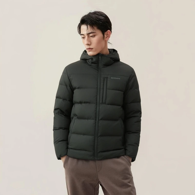 RockCloud/岩云新款冬季休闲保暖防风防泼水男士连帽面包羽绒服