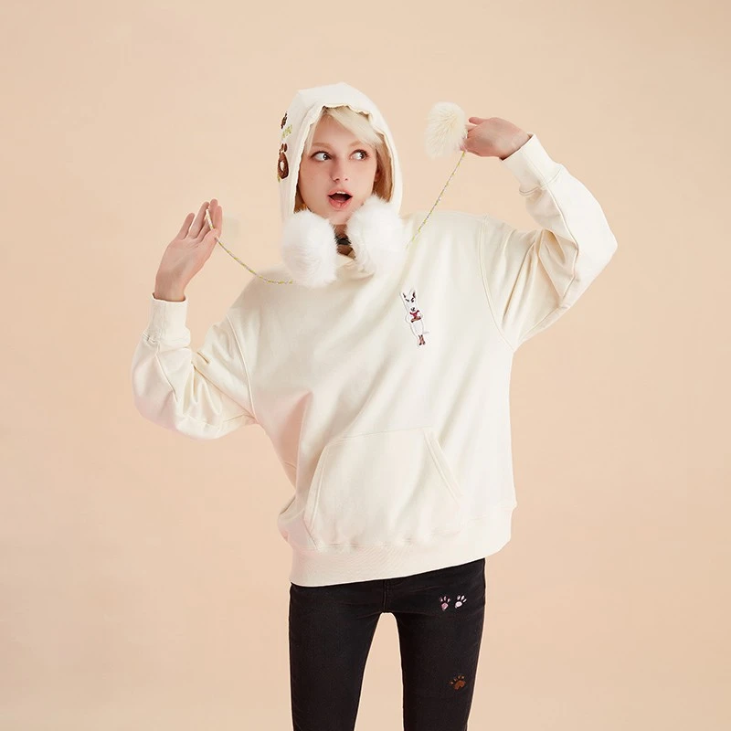 南京【不退不换】原创可爱日系拼接休闲毛绒连帽卫衣L20D-WSTS16