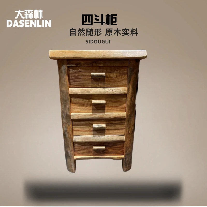 香樟木整体实木四斗柜民宿柜子储物柜 长宽高51-43.5-85